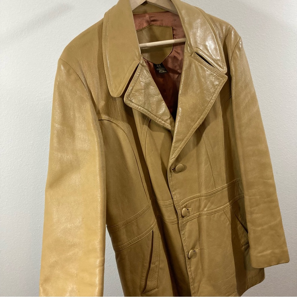 Vintage Leather Jacket, Cabretta Glove Leather, Tan Coat - Picture 5 of 13